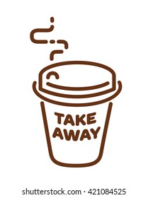 "Take away" cup icon. Coffee, tee or other drink sign. Trendy flat line  design. Vector illustration