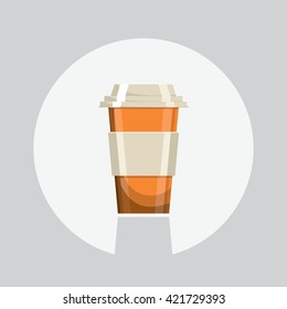 Take away cup icon flat design. Soda or other drink vector illustration.