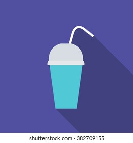 take away cup. milkshake or smoothie icon. vector illustration