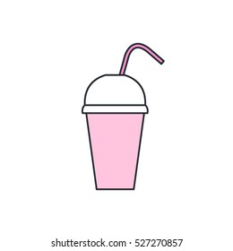 take away cup. milkshake or smoothie icon. vector illustration