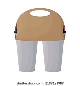 take away cups and holder mockup icon