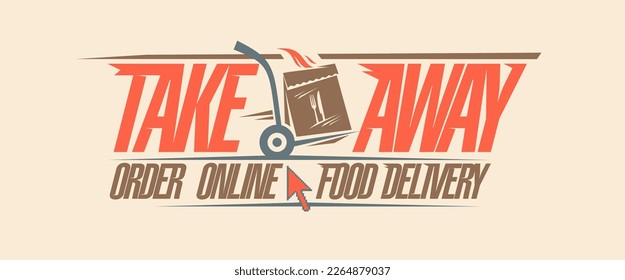 Take away and delivery vector banner template for food delivery