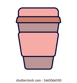take away disposable cup cartoon icon style design vector illustration