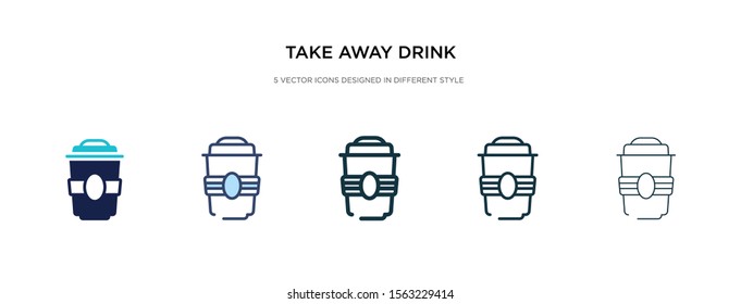 take away drink icon in different style vector illustration. two colored and black take away drink vector icons designed in filled, outline, line and stroke style can be used for web, mobile, ui