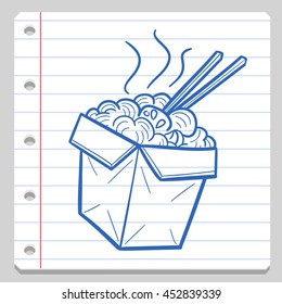 Take Away Fast Food Notebook School Doodle Notebook vector illustration sketch.