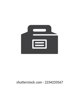 Icono del vector de caja de alimentos. La caja de almuerzo llenó el letrero plano para el concepto móvil y el diseño web. Sacar el icono de glifo de contenedor de comida. Símbolo, ilustración del logotipo. Gráficos vectoriales