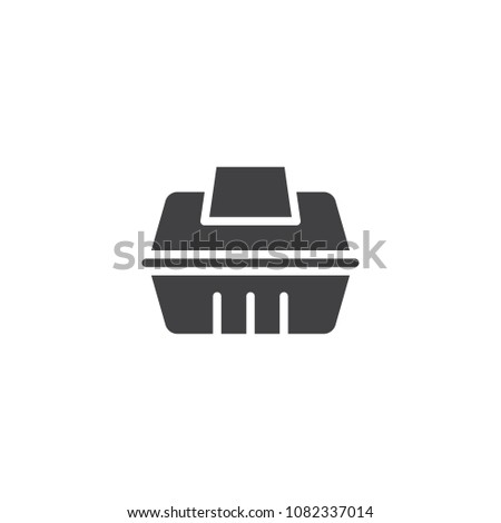 Take away food container vector icon. filled flat sign for mobile concept and web design. Fast food delivery simple solid icon. Symbol, logo illustration. Pixel perfect vector graphics