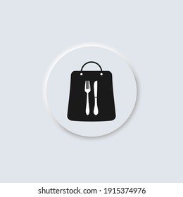 Take Away Food, Dinner, Lunch Vector Neumorphism Design Icon