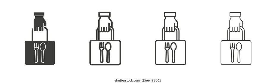Take away food icon flat and linear vector illustration on white background.