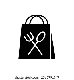 Take away food icon Vector flat thin line illustration