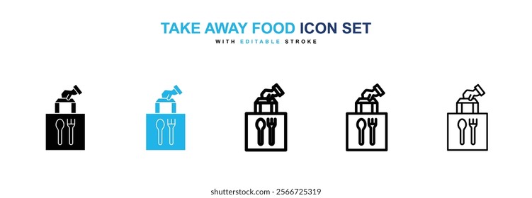 Take away food icons vector collection pack.