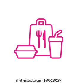 Take away food package icon. Fast food package line icon.