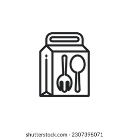 Take away food package outline icons. Vector illustration. Isolated icon suitable for web, infographics, interface and apps.