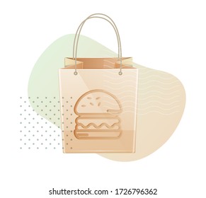 Take Away Food In Paperbag - Icon As EPS 10 File