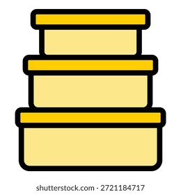Tirar o ícone de caixas de plástico de alimentos. Contorno Tirar comida caixas de plástico ícone vetor para web design isolado no fundo branco cor plana