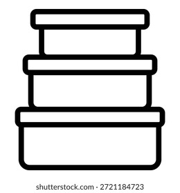 Tirar o ícone de caixas de plástico de alimentos. Contorno Tirar comida caixas de plástico ícone vetor para web design isolado no fundo branco
