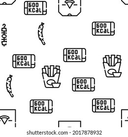 Take Away Food Service Vector Seamless Pattern Thin Line Illustration