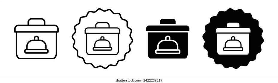 Take away food set in black and white color. Take away food simple flat icon vector