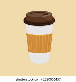 Take away and to go flat coffee cup illustration.