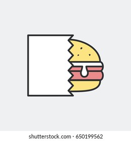 Take away hamburger in box. Flat and isolated vector eps illustration icon with minimal and modern design.