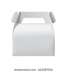 Take away handle lunch box isolated on white background vector illustration. Packaging design element for branding.