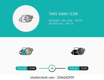 Take Away Icon Isolated on White Background. Takeaway Delivery Bag Thin Line Symbol Stock Vector Illustration For Mobile App And Web Design.