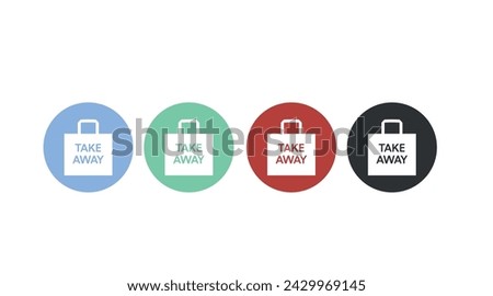 Take Away Icon Set. Vector isolated flat editable set of take away bags illustrations