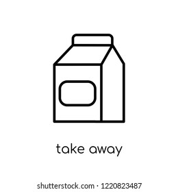 take away icon. Trendy modern flat linear vector take away icon on white background from thin line Restaurant collection, outline vector illustration