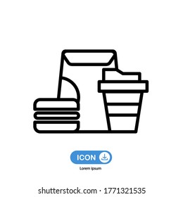 El vector de icono "Take Away" está aislado en el fondo blanco.