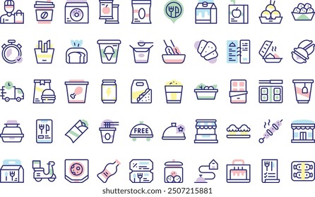 Take away icons collection is a vector illustration with editable stroke.