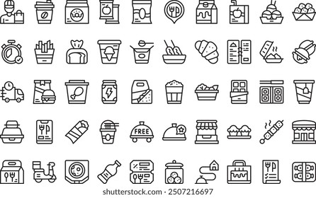 Take away icons collection is a vector illustration with editable stroke.