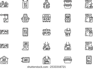 Take away icons collection ist eine Vektorgrafik mit editierbarem Strich.