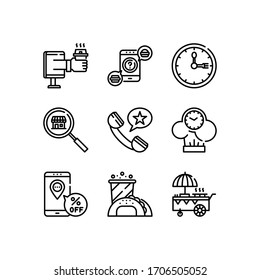 Take away icons set line - vector