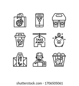 Take away icons set line - vector