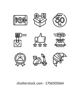 Take away icons set line - vector