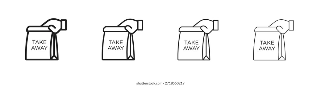 Take away icons, Set of linear icons. Black linear palm icons