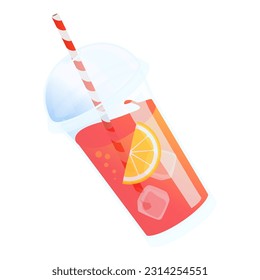 Take away juice cocktail with straw in a plastic container, drinks and beverages concept