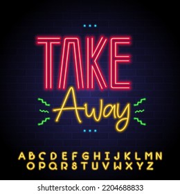 Take away letter with neon light glowing illustration