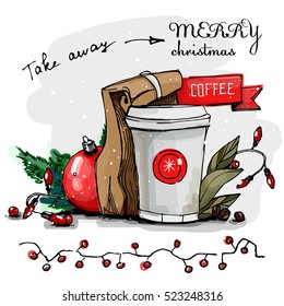 Take Away Merry Christmas Coffee