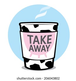 Take away milk cup isolated. Vector illustration