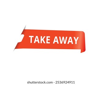 Take away modern design element or banner template. Red vector isolated white background.