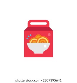 Take away noodles package flat icons. Vector illustration. Isolated icon suitable for web, infographics, interface and apps.