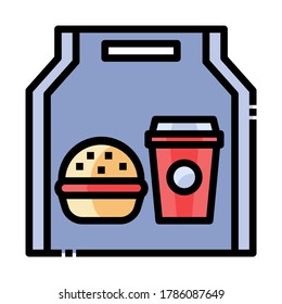 Take away online order filled outline style. Food Delivery Icon design for application, website, poster, printing.