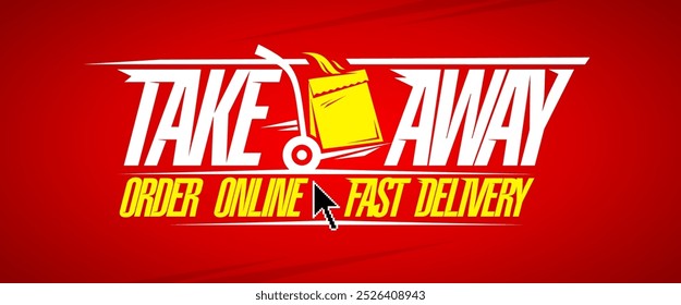 Take away, order online, fast delivery vector banner template