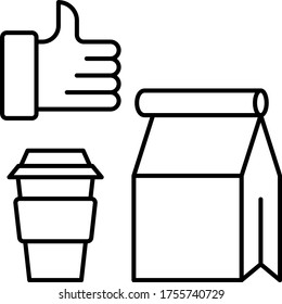 Take Away Packaging Concept, Safe Food Container Vector Icon Design, Coronavirus contactless food delivery symbol on white background, Touchless Snacks Delivery Sign,