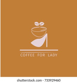 Take away paper cup. Stylized concept coffee to go. Coffee for lady