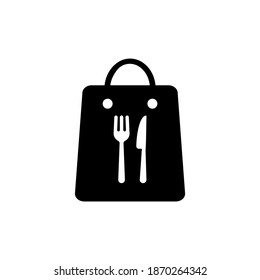 Take away paper food bag line icon. Daily meal in paper bag. Vector illustration of takeaway lunch service. Vector illustration. EPS10