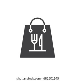 Take away paper food bag icon vector, filled flat sign, solid pictogram isolated on white. Symbol, logo illustration. Pixel perfect vector graphics