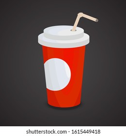 Take away paper mug. Vector art: drink icon.