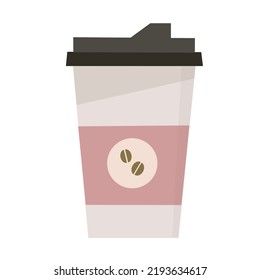 Take away  pink coffee cup vector illustration.